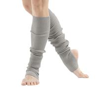 Leg Warmers for Women Dance & Yoga | Open Toe & Heel Dance Socks | Eighty’s 80s Ribbed Party Socks | Warm Sports Socks (Silver, One Size)