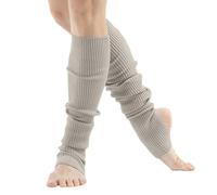 Leg Warmers for Women Dance & Yoga | Open Toe & Heel Dance Socks | Eighty’s 80s Ribbed Party Socks | Warm Sports Socks (Grey, One Size)
