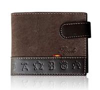 LEGADO Ubrique Portefeuille en Cuir Portefeuille Homme Cadeau Bracelet Drapeau Espagnol et Carte de Protection RFID Horizontal Marron avec Fermeture Casual