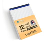 Legal Pads Lot de 12 blocs-notes lignés de 21,6 x 29,9 cm de large, papier perforé blanc avec dos rigide, 50 feuilles par bloc, sans bavure pour bureau, école, entreprise, fabriqué aux États-Unis