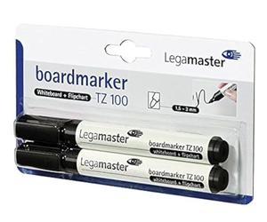 Legamaster 7-110501-2 Marqueur tz100, rechargeable, 1,5-3 mm, 2 Pièces en emballage SB Noir