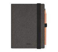 Legami - Agenda double quotidien Mini 2026, Deep Graphite, 12 mois Mini, carnet d'adresses et crayon inclus, fermeture avec élastique, de janvier 2026 à décembre 2026, en papier FSC certifié, 7x10 cm