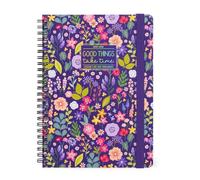 Legami - Agenda hebdomadaire spiralé 2025-2026, Flowers, 16 mois large, journal de septembre 2025 à décembre 2026, fermeture par élastique, papier certifié FSC, 15 x 21 cm