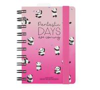 Legami - Agenda Panda journalier Spiralé Small, 12 mois, journal de janvier 2025 à décembre 2025, planificateur pliable 2025/2026, fermeture avec élastique, poche finale, carnet d'adresses, 8,5 x 13