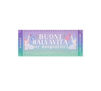 Legami - Bloc de 48 (24 + 24) Voucher pour néogenitori en italien, coupons avec perçage pour le déchirure, idée cadeau, thème néogéniques, 20,3 x 8,4 cm