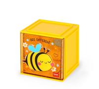 LEGAMI - Boîte modulaire de bureau Cutie Cubes, Tema Bee, Organiseur de Bureau, Boîte de rangement, Feuille d'autocollants inclus, Empilable, Multifonctionnel, en ABS, 90 x 90 x 100 cm