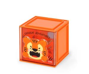 LEGAMI - Boîte modulaire de bureau Cutie Cubes, Thème Tiger, Organiseur de bureau, Boîte de rangement, Feuille d'autocollants inclus, Empilable, Multifonctionnel, en ABS, 90 x 90 x 100 cm