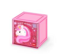 LEGAMI - Boîte modulaire de bureau Cutie Cubes, Thème Unicorn, Organiseur de bureau, de rangement, feuille d'autocollants inclus, empilable, multifonctionnelle, en ABS, 90 x 90 x 100 cm