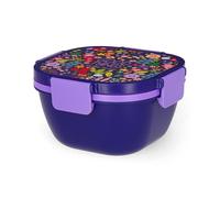 Legami - Boîte Repas, Lunch Box, Thème Flowers, 1 Fourchette, 1 Plateau Compartimenté et 1 Récipient à Condiments Amovible Inclus, Capacité 1700 ML, 19 x 10,7 x 19 cm