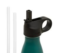 Legami - Bouchon d'eau avec Bec, Sport Lid, 7,8 x 4,5 cm, Convient pour Une Utilisation sur la Bouteille Thermique de 500 ML, Fermeture hermétique, 2 pailles incluses, Noir, Taille Unique