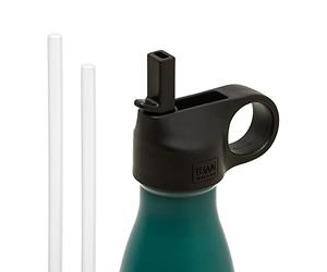 Legami - Bouchon d'eau avec Bec, Sport Lid, 7,8 x 4,5 cm, Convient pour Une Utilisation sur la Bouteille Thermique de 500 ML, Fermeture hermétique, 2 pailles incluses, Noir, Taille Unique
