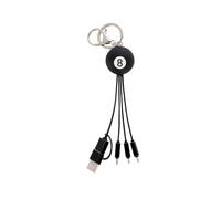 LEGAMI - Câble de Charge Multiple Link Up, Thème 8 Ball, avec Porte-clé, 4 Câbles de Charge, USB, Type-C, Micro-USB, Lightning, avec adaptateur USB de type C, câble revêtu de TPE