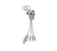 LEGAMI - Câble de charge multiple Link Up, Thème Koala, avec porte-clé, 4 câbles de charge, USB, Type-C, Micro-USB, Lightning, avec adaptateur USB de type C, câble revêtu de TPE
