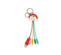 Legami - Câble de charge multiple Link Up, Thème Rainbow, avec porte-clé, 4 câbles de charge, USB, Type-C, Micro-USB, Lightning, avec adaptateur USB de type C, câble revêtu de TPE