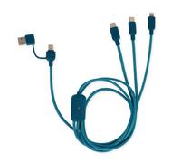 Legami - Câble de Recharge et de synchronisation 3-en-1 Three Hugs, thème Cactus, 5 connecteurs, avec Adaptateur Type-C-USB, Charge Rapide jusqu'à 60 W/3A, Longueur 120 cm.