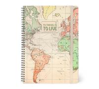 Legami - Cahier à rayures avec spirale - Format A4, Spiral Notebook Maxi, Contient 1 feuille d'autocollants, 160 pages détachables, en papier FSC, élastique de fermeture, 21 x 29 cm, thème Travel