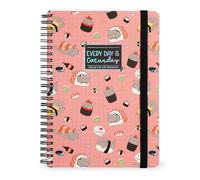 LEGAMI - Cahier à spirales ligné 7 mm, Sushi Cat, Maxi, Format A4, Papier certifié FSC, Contient 1 feuille d'autocollants, 160 pages, Fermeture élastique, 21 x 29 cm