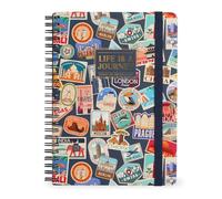 LEGAMI - Cahier à spirales ligné 7 mm, Travel Stickers, Maxi, Format A4, Papier certifié FSC, Contient 1 feuille d'autocollants, 160 pages, Fermeture élastique, 21 x 29 cm