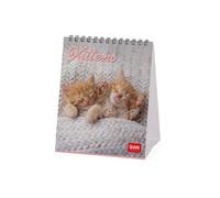 Legami - Calendrier de Bureau 2026, Kittens, 12 Mois et Calendrier Annuel, en 6 Langues, Signes du Zodiaque, Fêtes Internationales, 12 X 14,5 Cm.