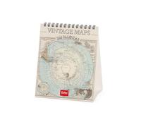 Legami - Calendrier de Bureau 2026, Vintage maps, 12 Mois et Calendrier Annuel, en 6 Langues, Signes du Zodiaque, Fêtes Internationales, 12 X 14,5 Cm