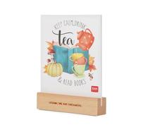 Legami - Calendrier de table, 12 mois, langue anglaise, calendrier 2026 avec base en bois, 12 feuilles en carton de haute qualité de 300 g/m2 (une par mois), 10,5 x 13 x 2,5 cm