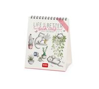 Legami - Calendrier de Table 2026, Sketchy Cats, Calendrier de Bureau, 12 Mois et Planificateur Annuel, en Anglais, Signes du Zodiaque, Fêtes Internationales, 12 X 14.5 Cm