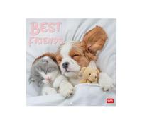 Legami - Calendrier mural 2026, Best Friends, grand calendrier mural, 12 mois et année, en 6 langues, espace pour notes, signes du zodiaque, jours fériés internationaux, 30 x 29 cm