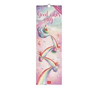 Legami - Calendrier mural 2026, Good Vibes Only, calendrier mural petit, 12 mois et planificateur annuel, en 6 langues, espace pour notes, signes du zodiaque, fêtes internationales, 16 x 49 cm