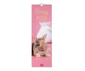 Legami - Calendrier mural 2026, Honey Bunny, petit calendrier mural, 12 mois et planificateur d'année, en 6 langues, espace pour notes, signes du zodiaque, jours fériés internationaux, 16 x 49 cm