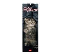 Legami - Calendrier mural 2026, Kittens, petit calendrier mural, 12 mois et planificateur d'année, en 6 langues, espace pour notes, signes du zodiaque, jours fériés internationaux, 16 x 49 cm