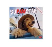 Legami - Calendrier mural 2026,Supawastar grand calendrier mural, 12 mois et année, en 6 langues, espace pour notes, signes du zodiaque, jours fériés internationaux, 30 x 29 cm