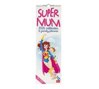Legami - Calendrier Mural 2026, Super Mum, Petit Calendrier Mural, 12 Mois et Planificateur Annuel, en Anglais, Espace pour Notes, Signes du Zodiaque, Fêtes Internationales, 16 X 49 Cm
