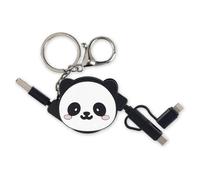 LEGAMI Charge 'N Roll - Câble USB - USB-C (M) avec adaptateur USB-C vers USB-A détachable pour Micro-USB de type B, Lightning, USB-C (M) - 2 A - 1 m - rétractable, 3 en 1 - panda