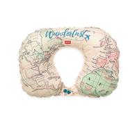 LEGAMI - Coussin Gonflable de Voyage, Fermeture à 2 Boutons, Confortable, Ergonomique, Facile à gonfler et à dégonfler, étui avec Mousqueton, en Polyester, 36,5 x 23 cm
