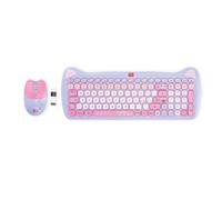Legami Ensemble clavier multimédia à 15 boutons, souris sans fil avec 3 options de vitesse, idéal pour le bureau, thème Meow