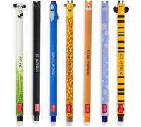 Legami Erasable Gel Pen Set, 7-tlg., löschbare Gelstifte, Gelschreiber, Katze, Biene, Corgi, Giraffe, Panda, Hai, Nilpferd