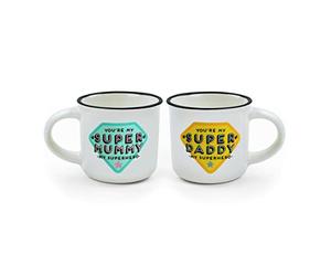 Legami - Espresso For Two, 2 tasses à café en porcelaine New Bone China, capacité 50 ml, thème Mum and Dad, lavables au lave-vaisselle, utilisables au micro-ondes