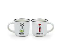 LEGAMI - Espresso For Two, 2 tasses à café en porcelaine New Bone China, capacité 50 ml, thème Poison and Antidote, lavables au lave-vaisselle, utilisables au micro-ondes