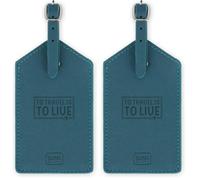 Legami - Étiquette de bagage, Luggage Tag pour valise, accessoire de voyage aérien croisière train, étiquette de bagage pour protéger les données en cuir PU et microfibre, Petrol Blue (Lot de 2)