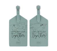 Legami - Étiquettes de bagages, Let's Get Lost Together, lot de 2 plaques signalétiques pour valise, accessoire de voyage aérien croisière train, étiquettes de bagage pour protection de données en