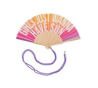Legami - Éventail Pliable ¡Que Calor! Motif Sunset, Cordon Amovible et réglable Assorti, en Polyester, Manche en Bois, 3,6 x 23 cm