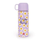 Legami - Gourde Isotherme, Tasse incluse, capacité max 500 ml - Daisy | Léger et durable, 3 modes de consommation dans un bouchon, brosse de nettoyage incluse, acier double couche 18/8