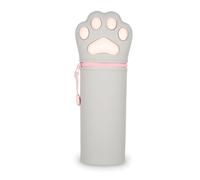 LEGAMI - Kawaii Étui École 2 en 1 en Silicone Souple, Thème Kitty Paw, Porte-stylos de Table, Fermeture à Glissière, Stylos Crayons Feutres, H 18.5 cm