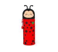 LEGAMI - Kawaii Étui École 2 en 1 en Silicone Souple, Thème Ladybug, Porte-stylos de Table, Fermeture à Glissière, Stylos Crayons Feutres, H 20 cm