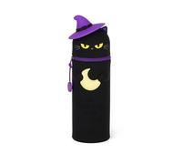 Legami - Kawaii Étui École 2 en 1 Halloween 2025 en Silicone Souple, Black Kitty, Porte-Stylo de Bureau, Fermeture à Glissière, Stylos Crayons Feutres, H 20 cm