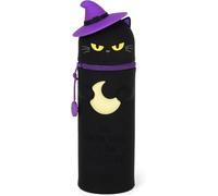 LEGAMI Kawaii Trousse scolaire 2 en 1 en silicone souple, porte-stylo de table, fermeture éclair, crayons de couleur, marqueur édition Halloween Black Kitty