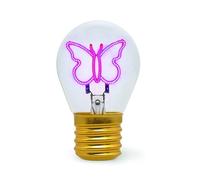 Legami - Lampe de table en forme d'ampoule, rechargeable avec câble USB, sans fil, fiction d'ampoule, thème Butterfly, 6,8 x 10,3 cm, Rose