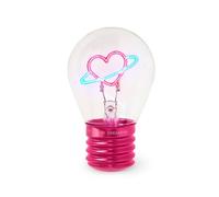 LEGAMI - Lampe de table en forme d'ampoule, rechargeable avec câble USB, sans fil, fiction d'ampoule, thème Planet Heart, 6,8 x 10,3 cm