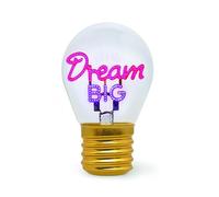 LEGAMI - Lampe de table en forme d'ampoule, rechargeable avec câble USB, sans fil, imitation ampoule, thème Dream Big, 6,8 x 10,3 cm