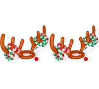 Legami - Lancer d'anneaux gonflables Oh My Deer, Cornes de Renne gonflables, 6 Anneaux gonflables, 1 Nez Rouge de Renne, activité Amusante, diamètre 24 cm (Lot de 2)